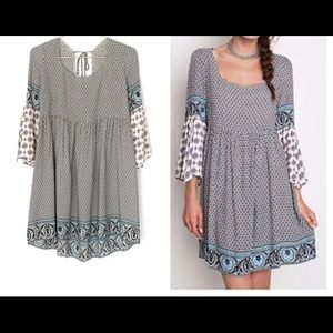 Bell sleeve boho tunic dress